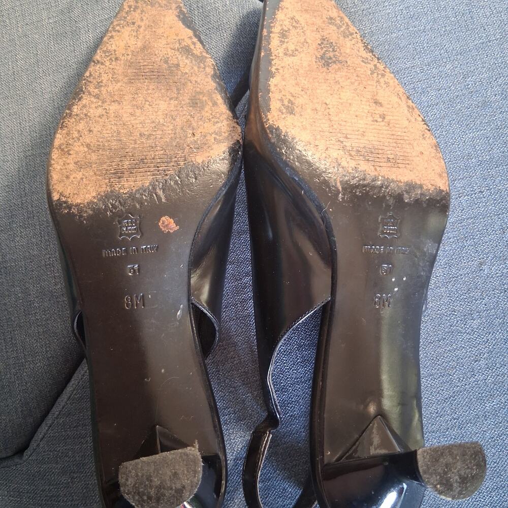 Via Spiga Black Patent Bow Slingback Heels 8M - Picture 4 of 5